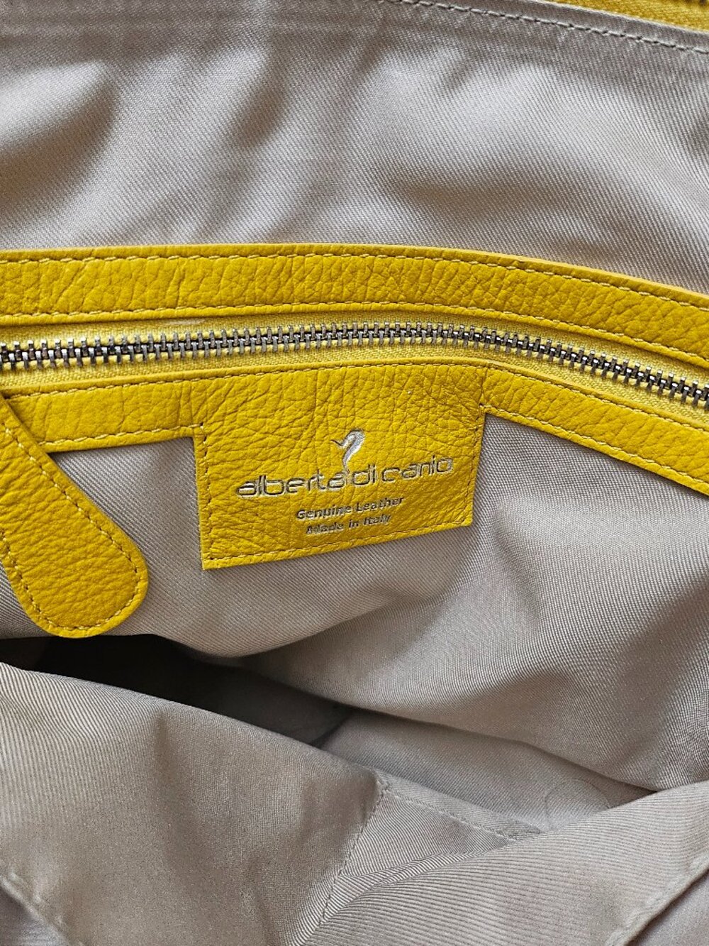 Alberta di Canio Yellow Leather Fringe Tote Bag Made in Italy Boho Handbag - Picture 6 of 7